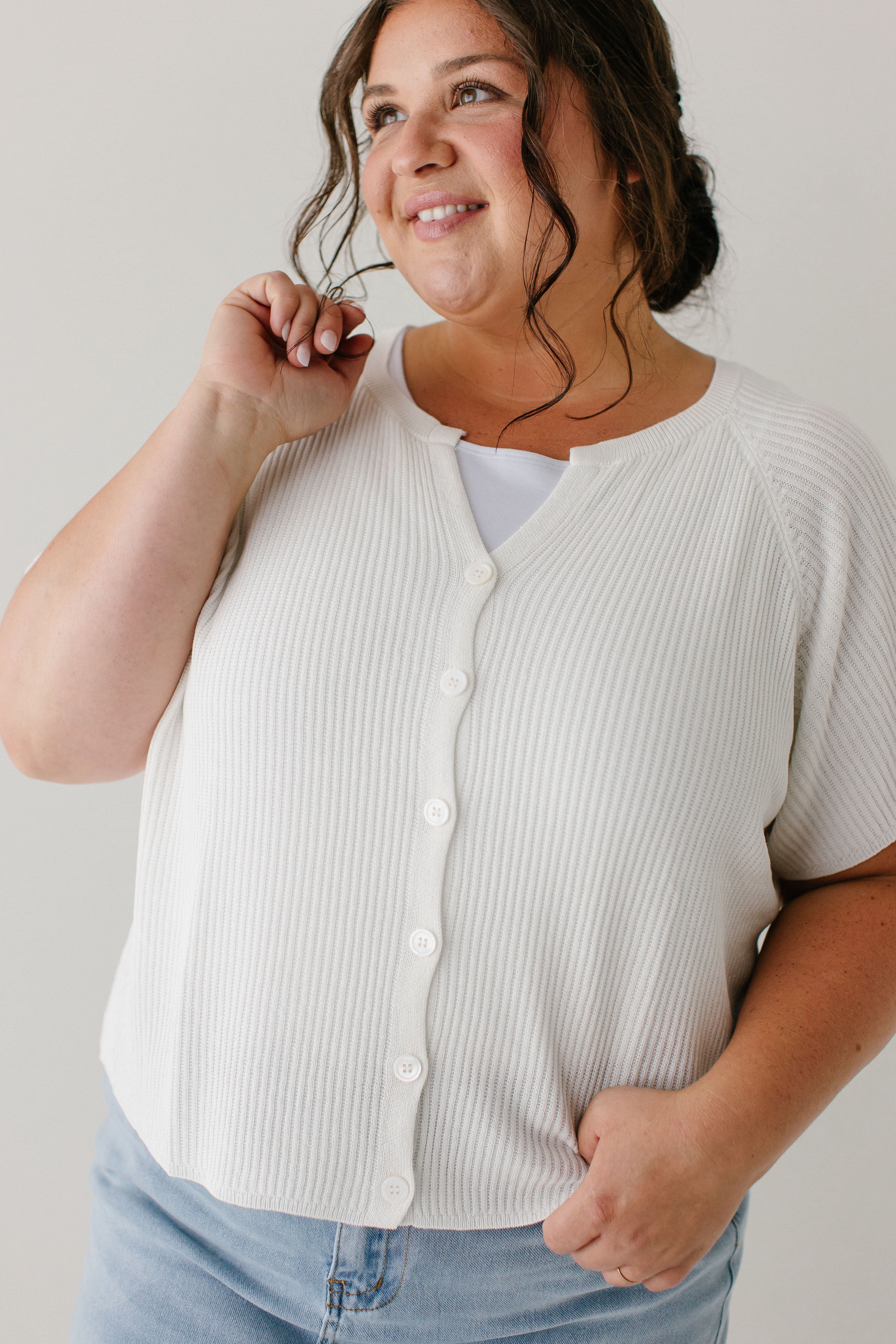 'Jocelyn' Short Sleeve Cardigan Top FINAL SALE
