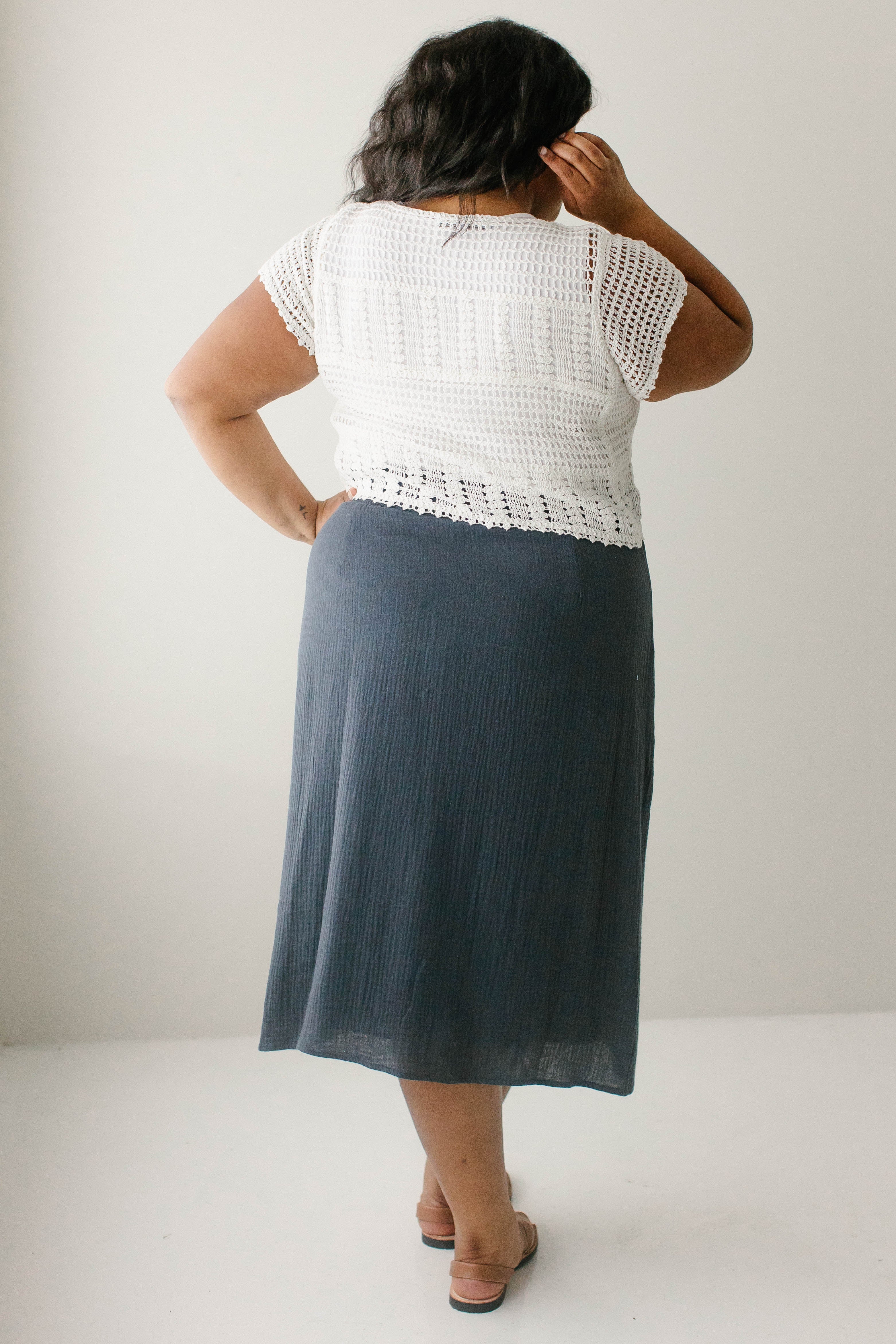 'Andrea' Short Sleeve Crocheted Cardigan FINAL SALE