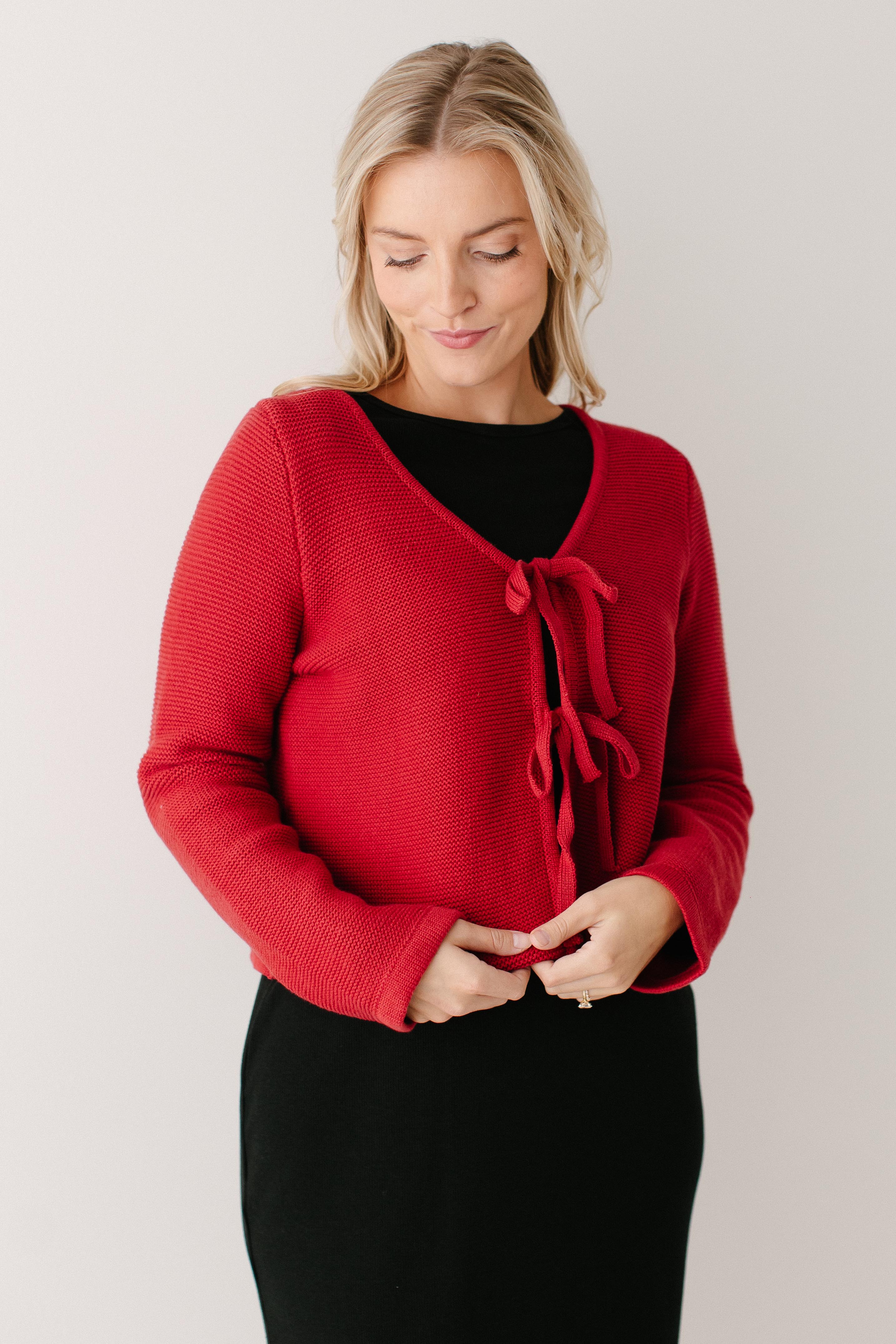 'Edwina' Tie Front Knit Cardigan